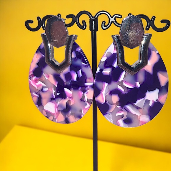 Papazzari Purple & Pink Tortoise Shell Pattern Earrings! - Picture 1 of 6